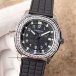 Perfect Replica Patek Philippe Aquanaut Watch - Black Dial Diamond Bezel For Ladies
